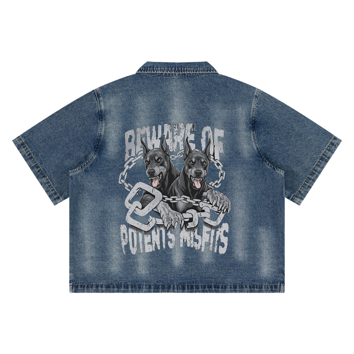 Unisex Vintage Washed Full-Zip Denim Shirt