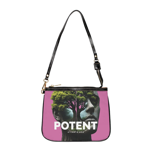 Potent Collage Small Shoulder Bag — Bold Yellow Art Print Purse