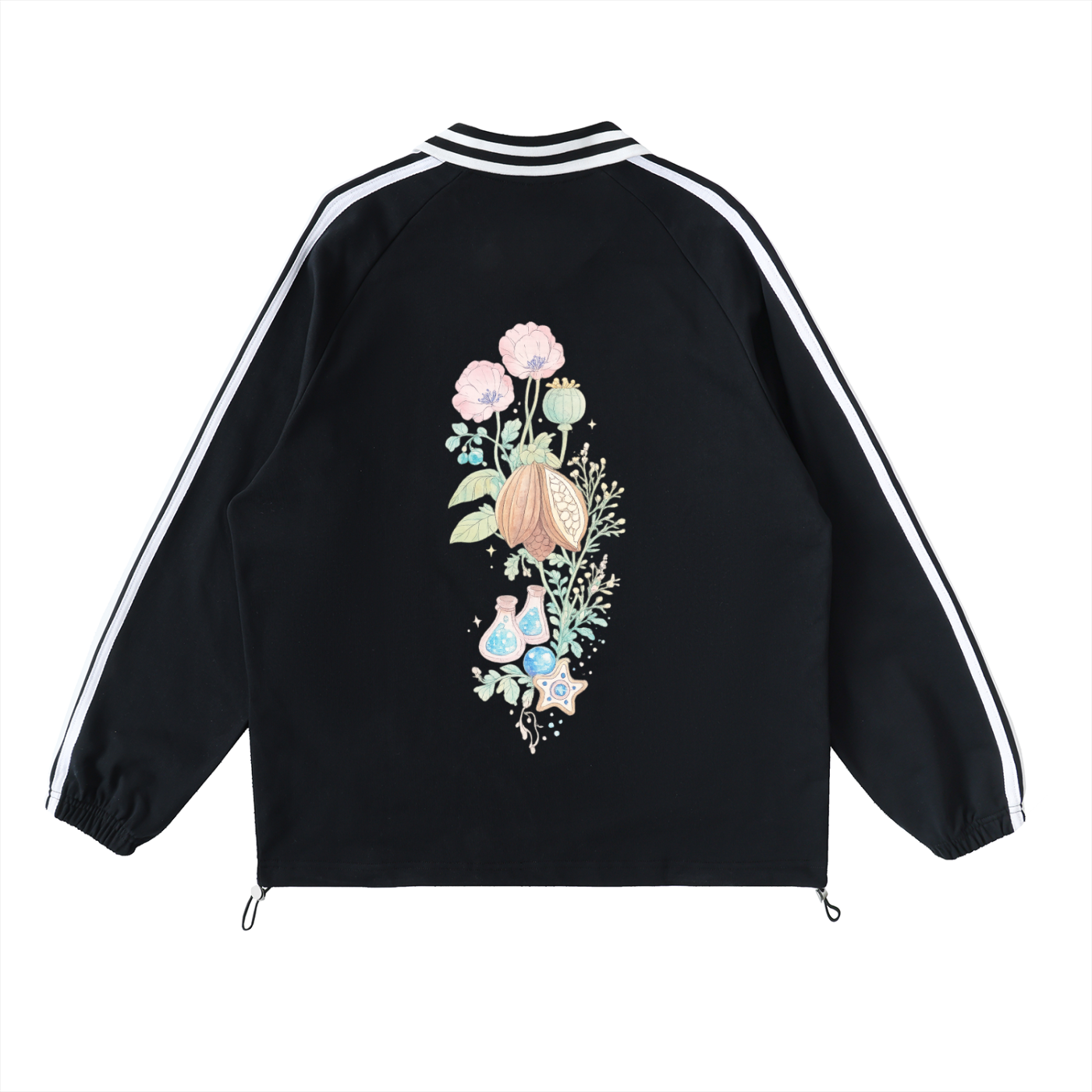 Contrast Striped Lapel Collar Sweatshirt