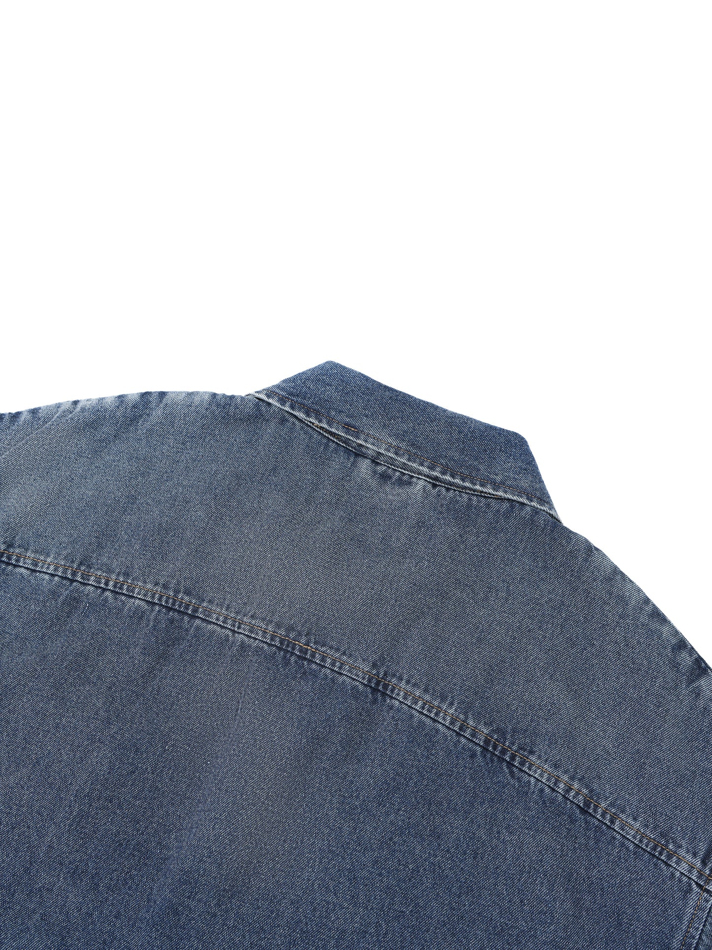 Unisex Vintage Wash Boxy Quarter-Zip Denim Shirt