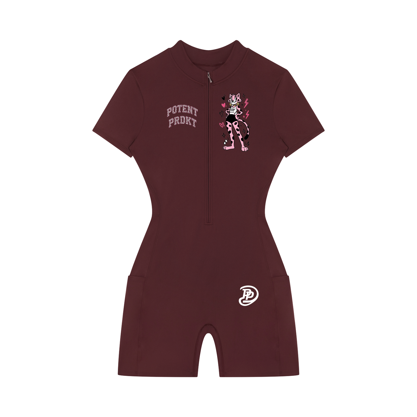 Women's Quarter-Zip Short Sleeve Romper