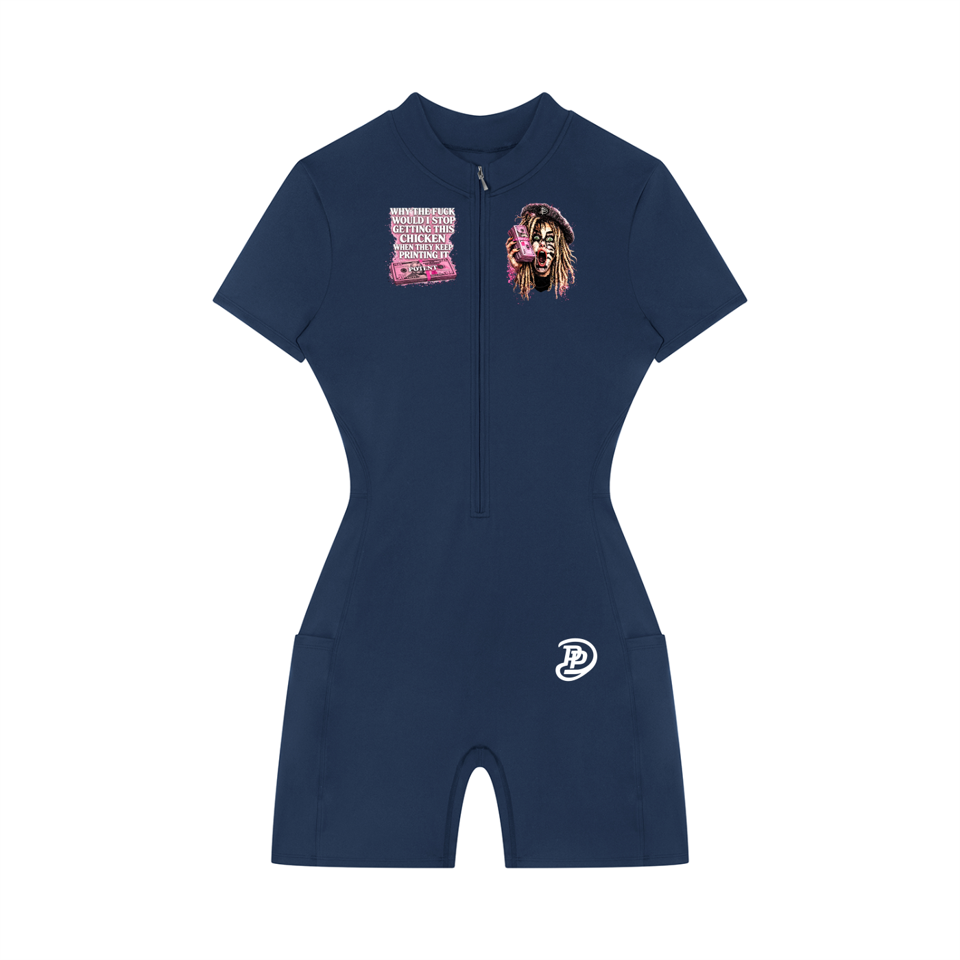 Women's Quarter-Zip Short Sleeve Romper