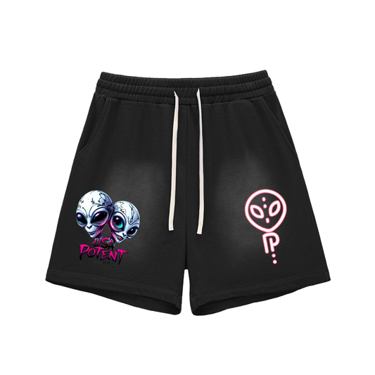 Sun Fade Raw Edge Cotton Shorts