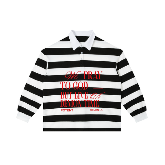 Color Block Stripe Polo Shirt