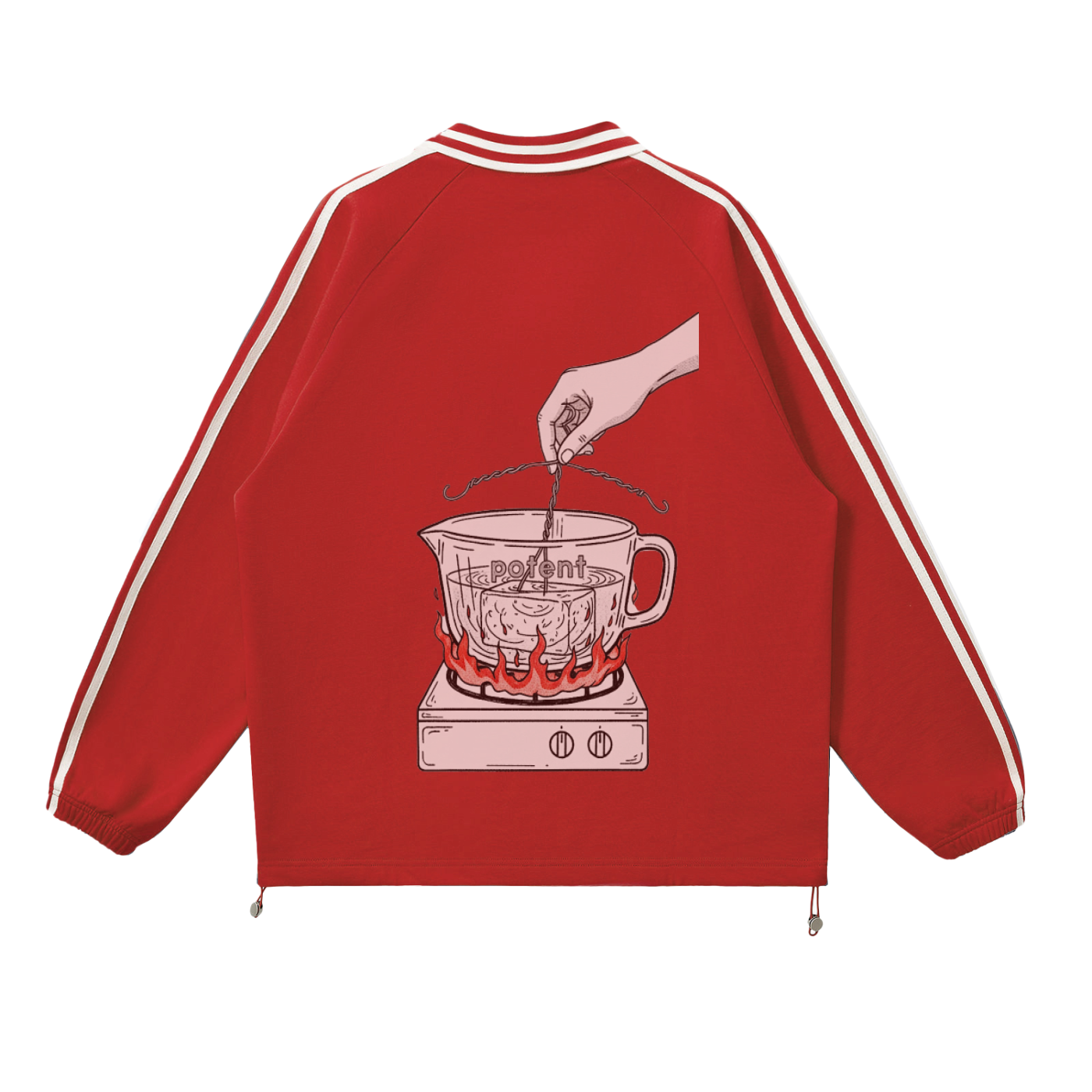 Contrast Striped Lapel Collar Sweatshirt