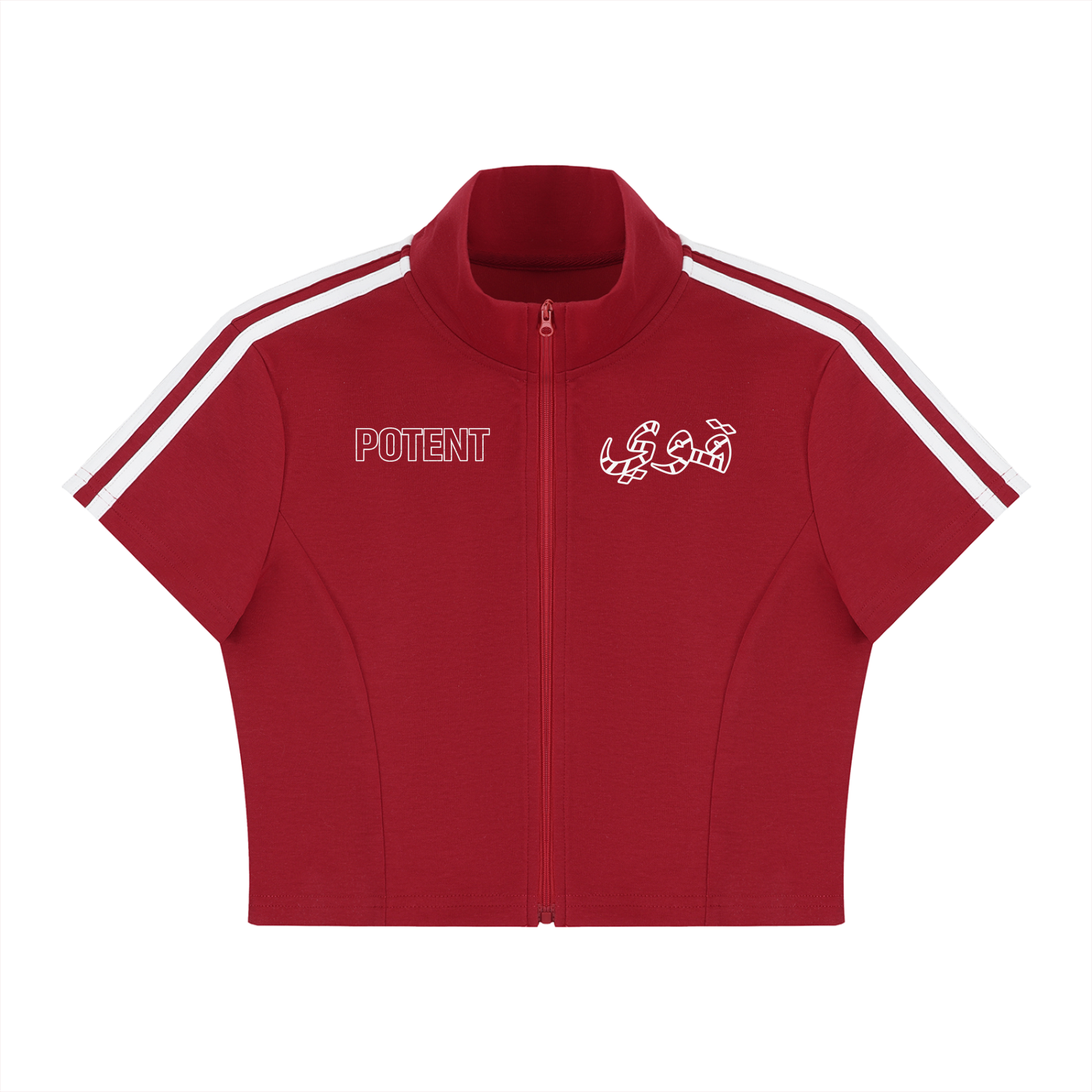 Women's Cropped Full Zip Short Sleeve T-Shirt