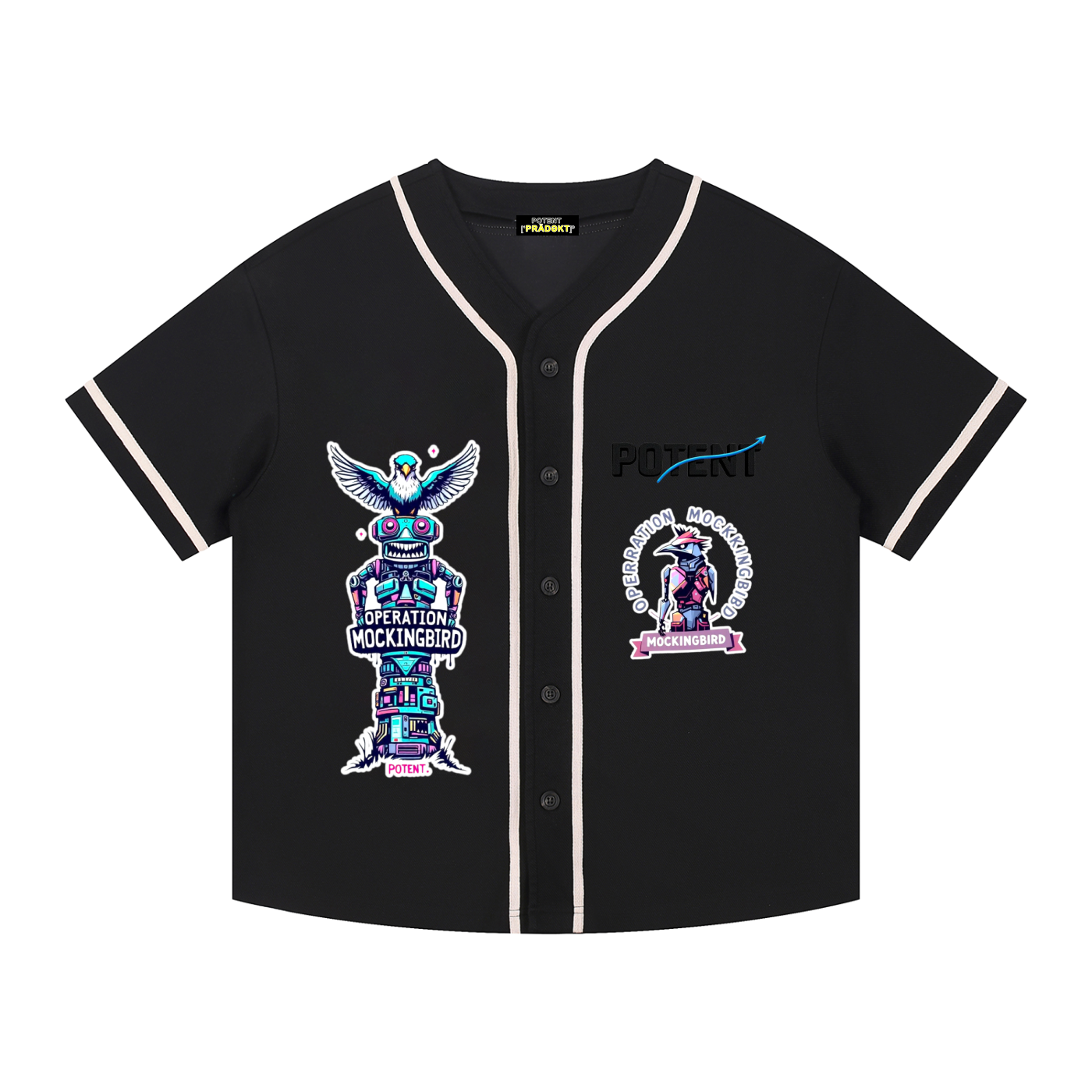 Contrast Piped Button-Up Jersey