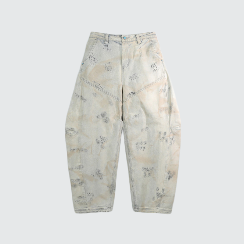 Unisex Elaborately Designed Wide-leg Curved Blade Jeans