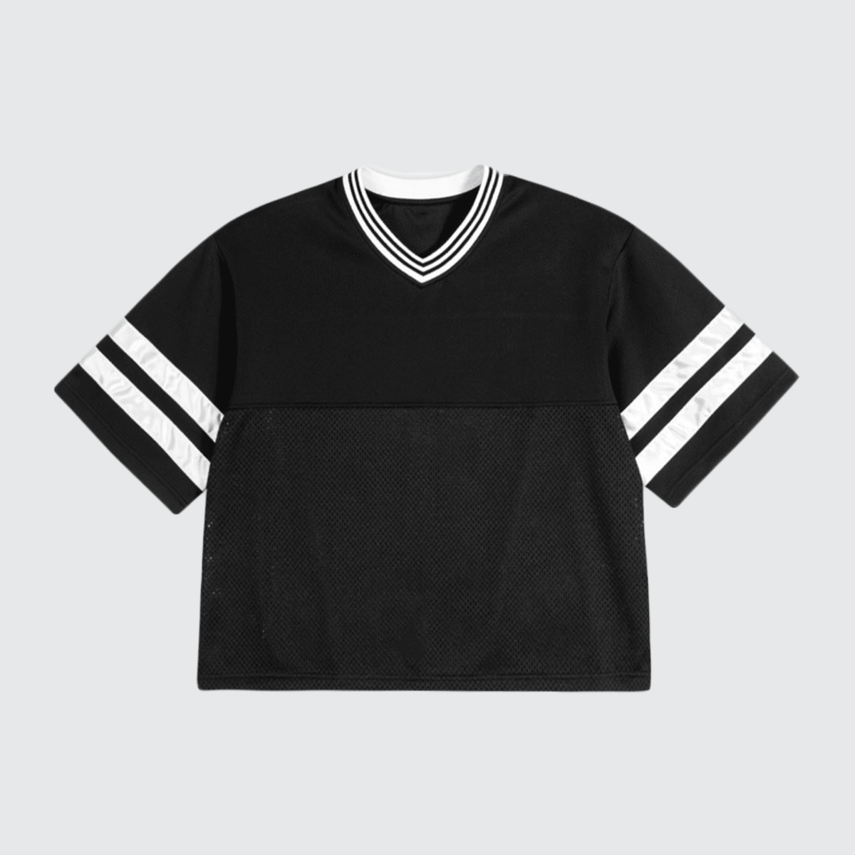 Unisex Oversized Cropped Vintage Jacquard-collar Mesh T-shirt（290GSM）