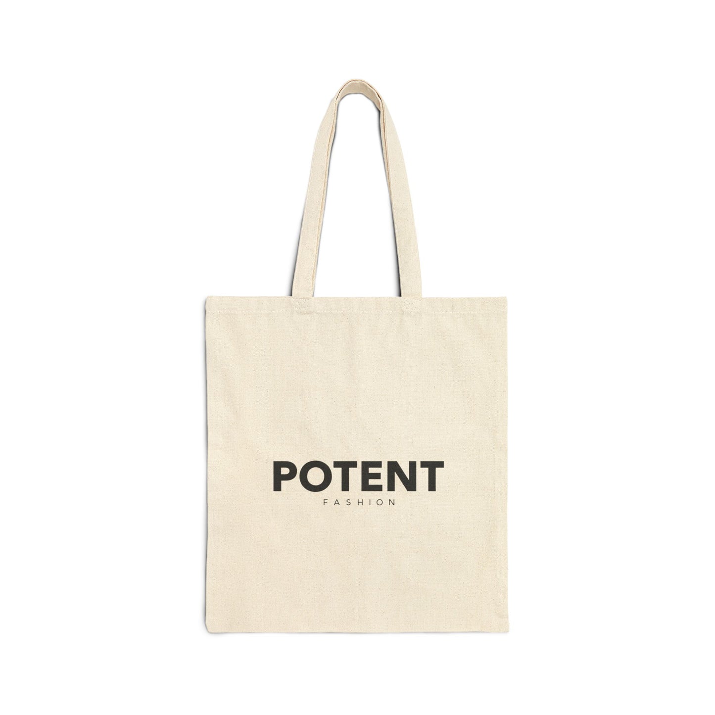 Canvas Tote Bag — Minimalist 'Potent' Fashion Tote with Portrait Illustration