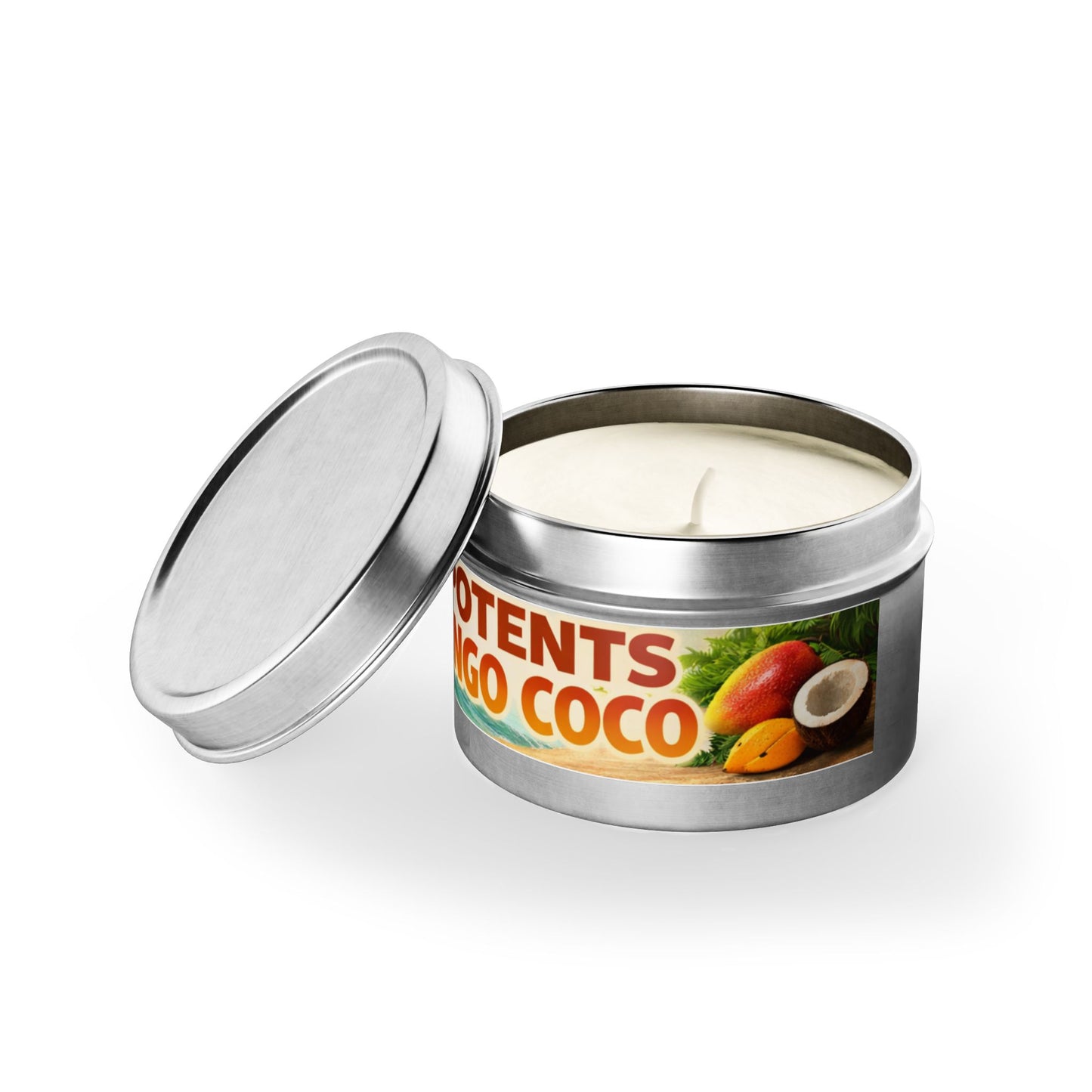 POTENTS Mango Coco Tin Candle — Tropical Mango & Coconut Scented Candle