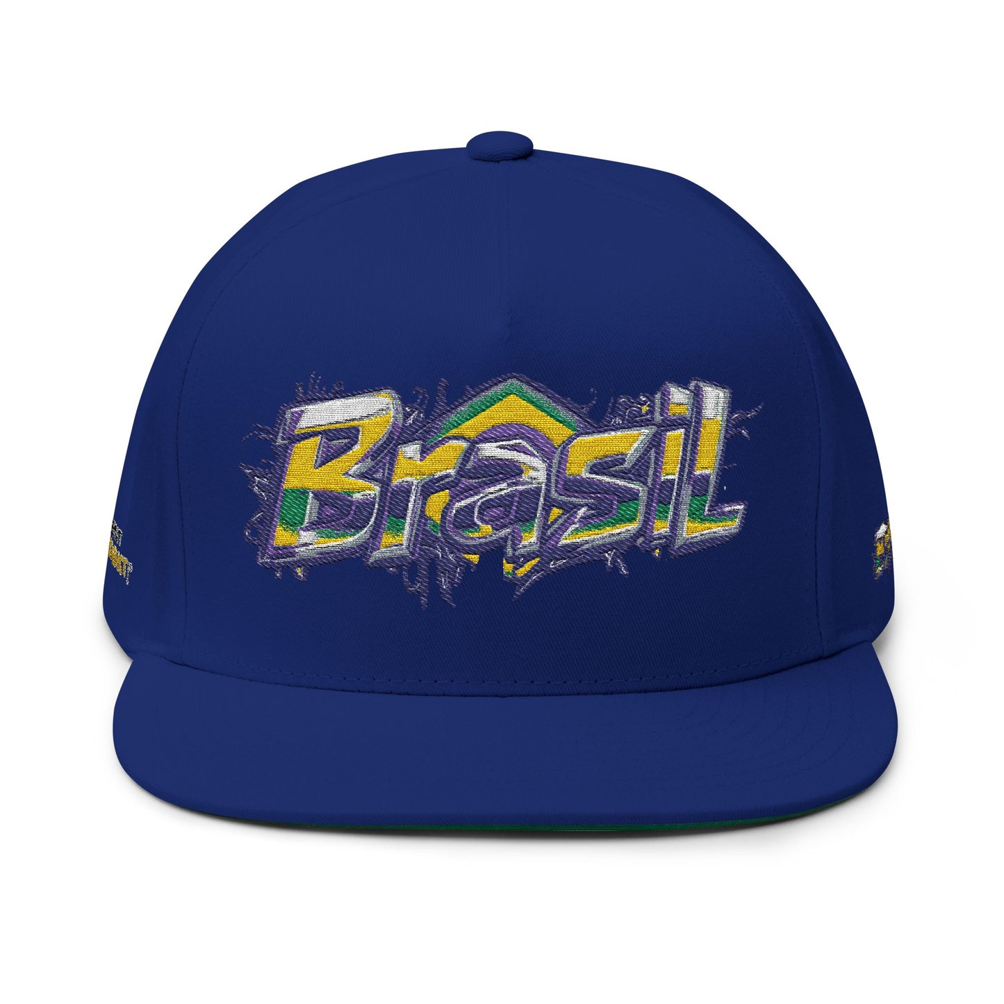 Brasil Graffiti Embroidered Flat Bill Cap — Brazilian Flag Streetwear Snapback