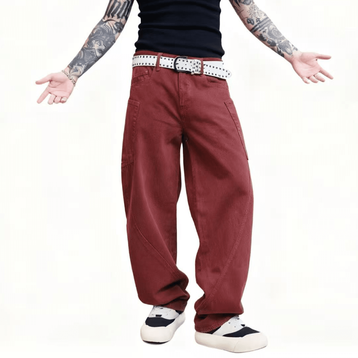 Unisex Loose Fit Straight-Leg Washed Basic Jeans