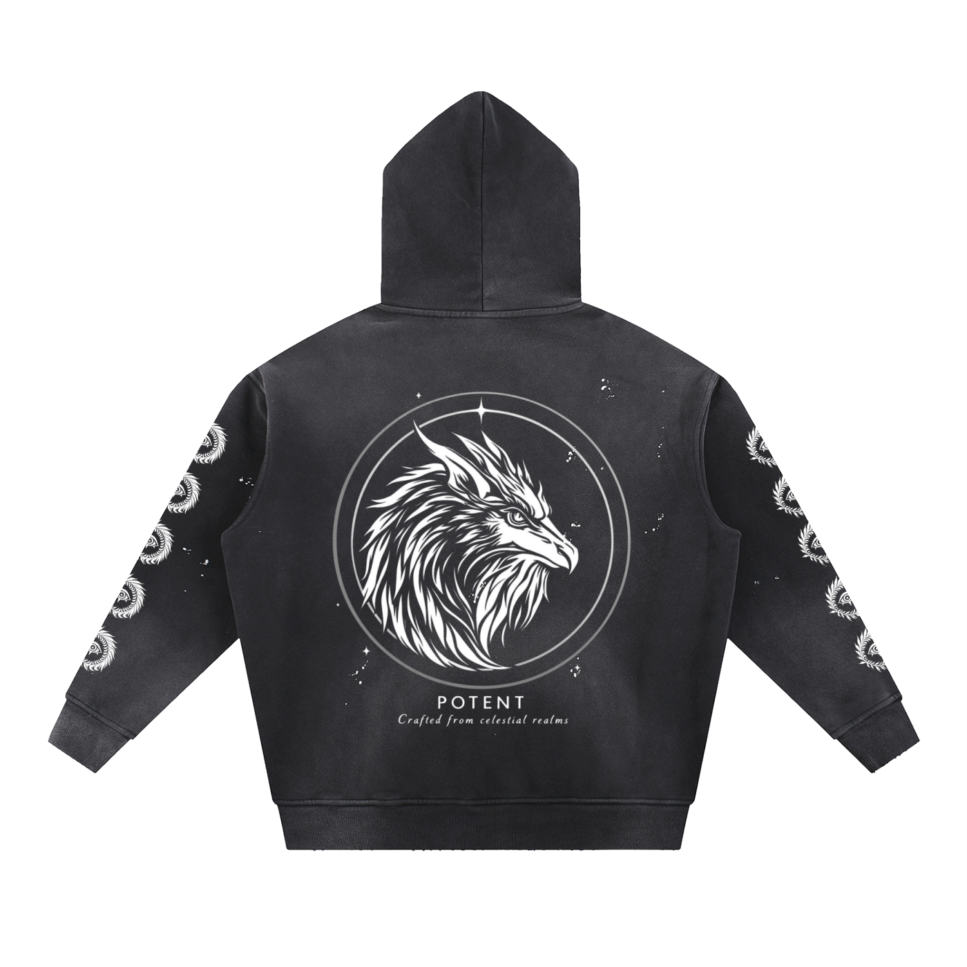 Vintage Washed Frayed Fleece Hoodie 360 GSM