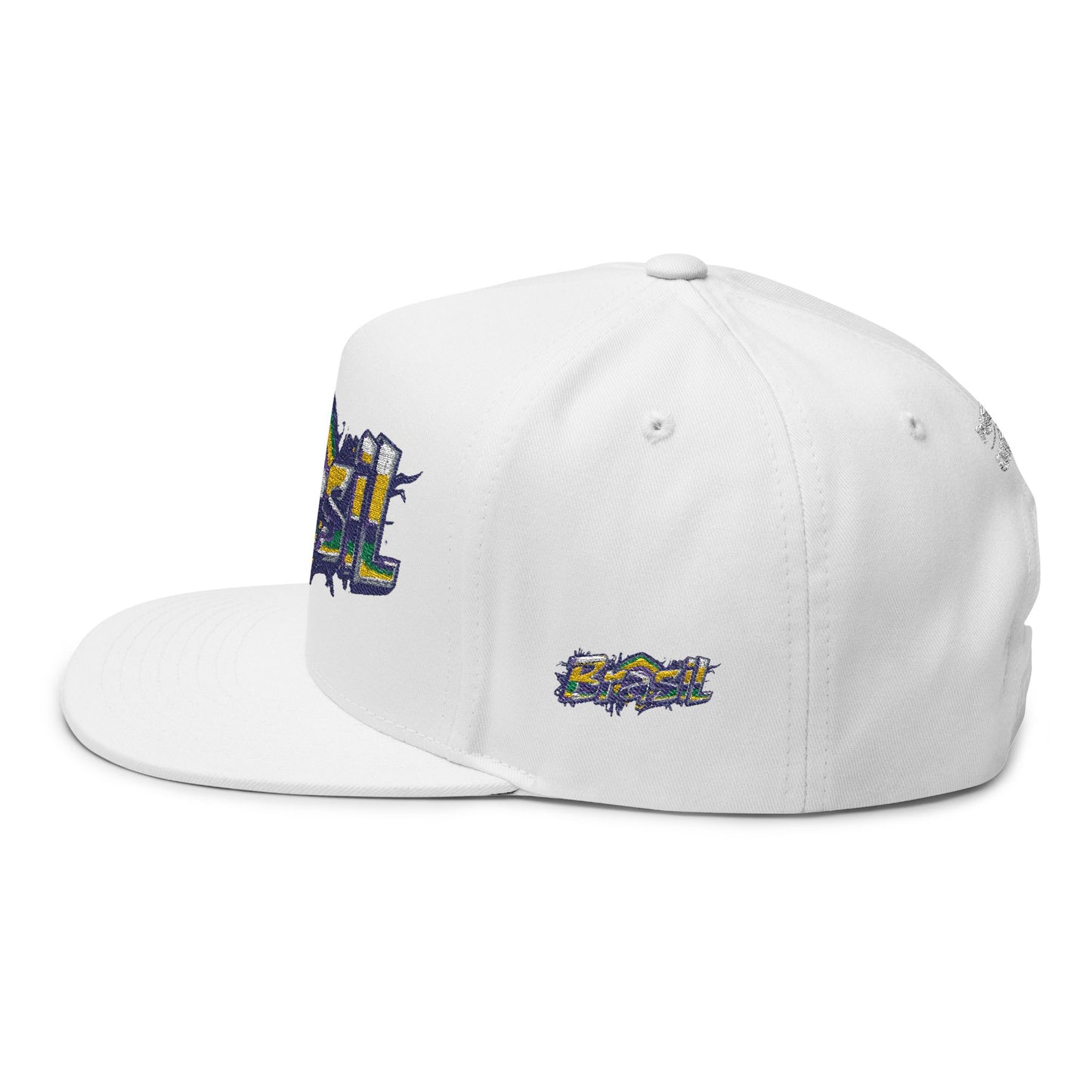 Brasil Graffiti Embroidered Flat Bill Cap — Brazilian Flag Streetwear Snapback