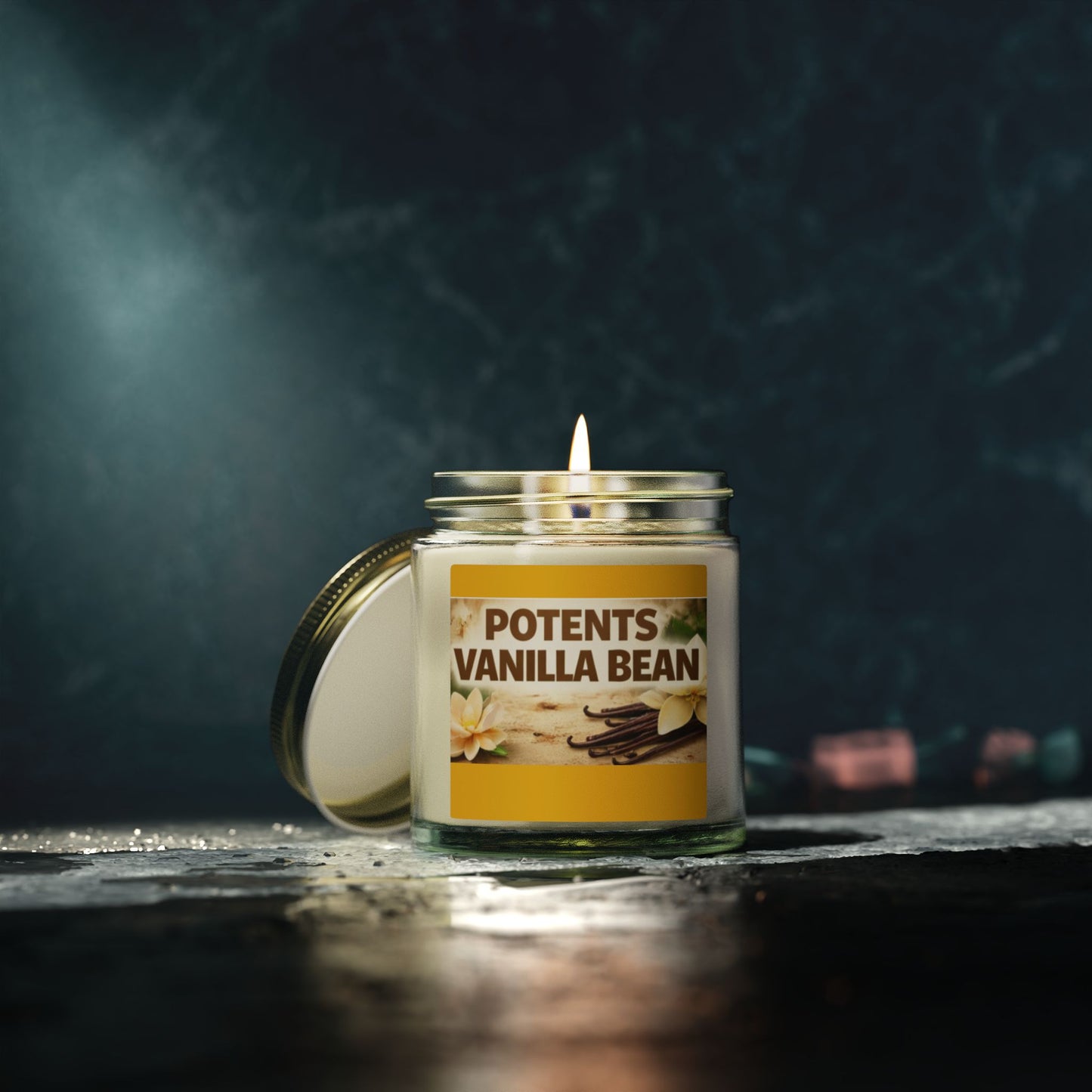 Vanilla Bean Scented Candle (4oz & 9oz) — Coconut Apricot Wax, Potent Vanilla Bean Aroma