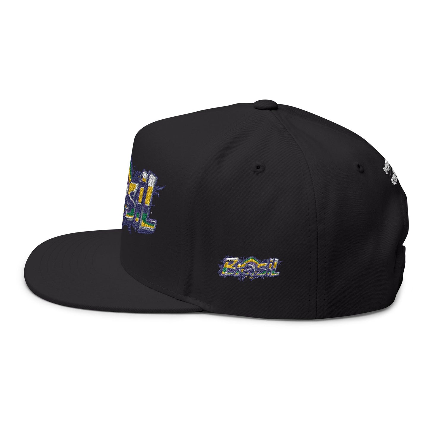 Brasil Graffiti Embroidered Flat Bill Cap — Brazilian Flag Streetwear Snapback