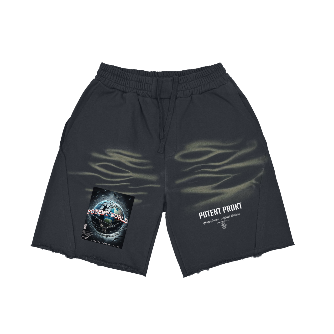 Vintage Washed Tiger Stripes Short Pants