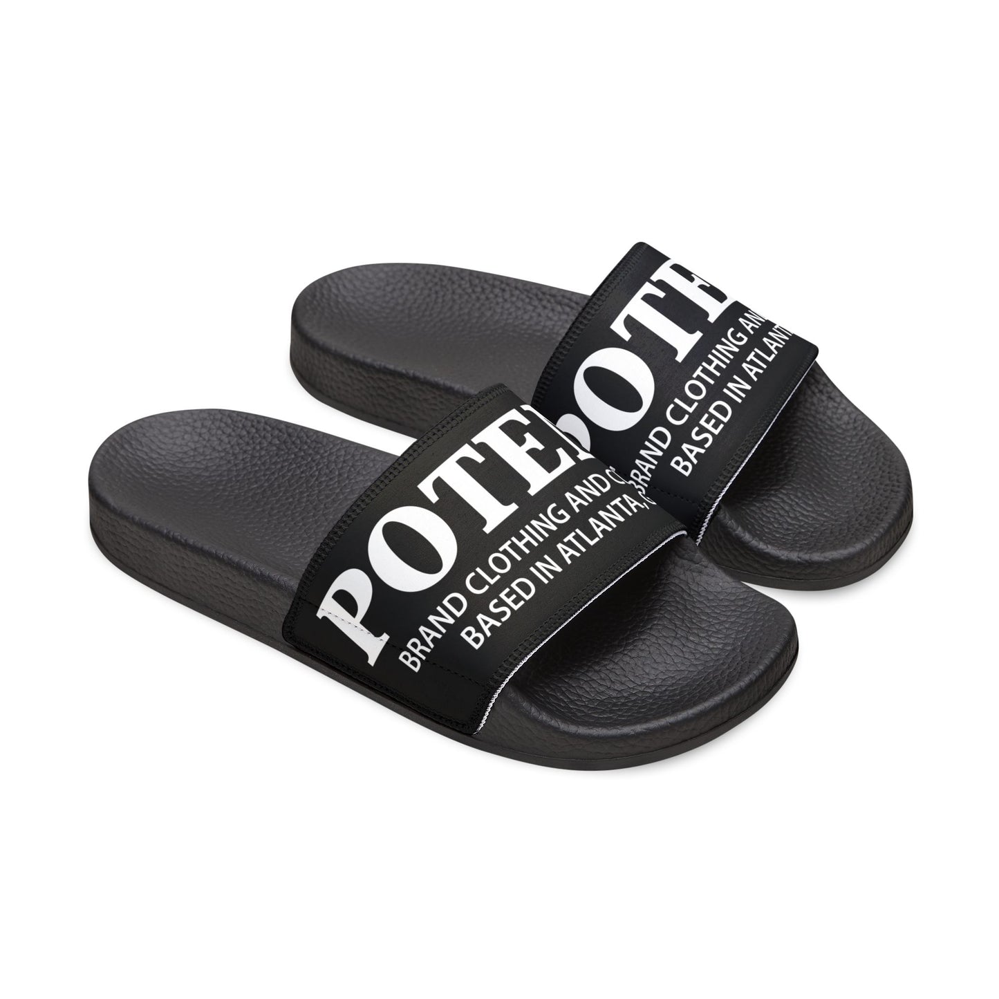 Removable-Strap Slide Sandals — Branded Black Band Casual Slides