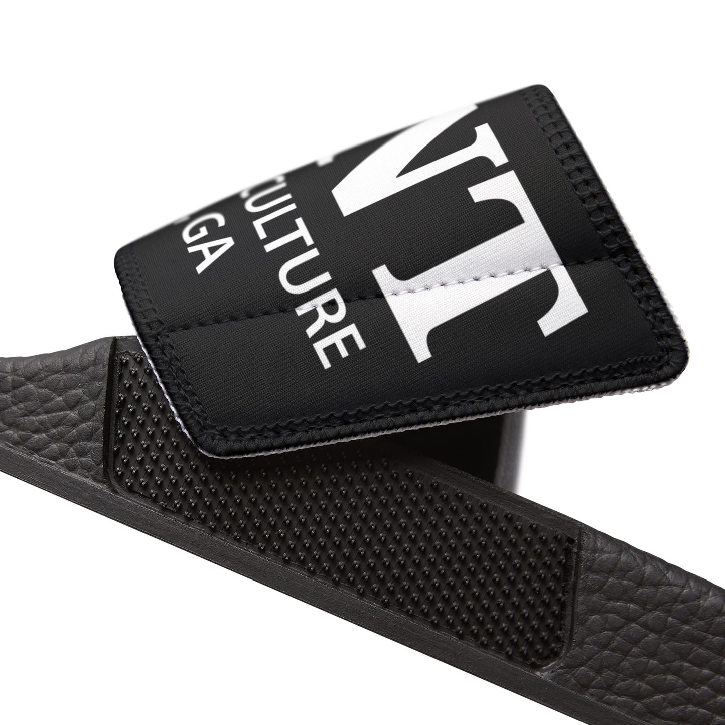 Removable-Strap Slide Sandals — Branded Black Band Casual Slides