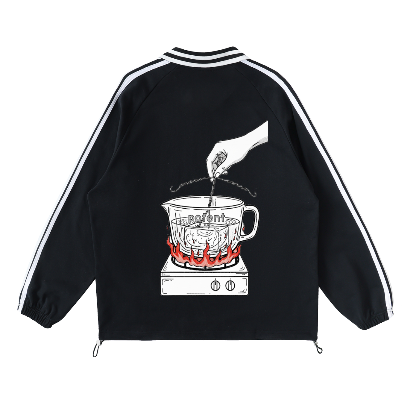 Contrast Striped Lapel Collar Sweatshirt