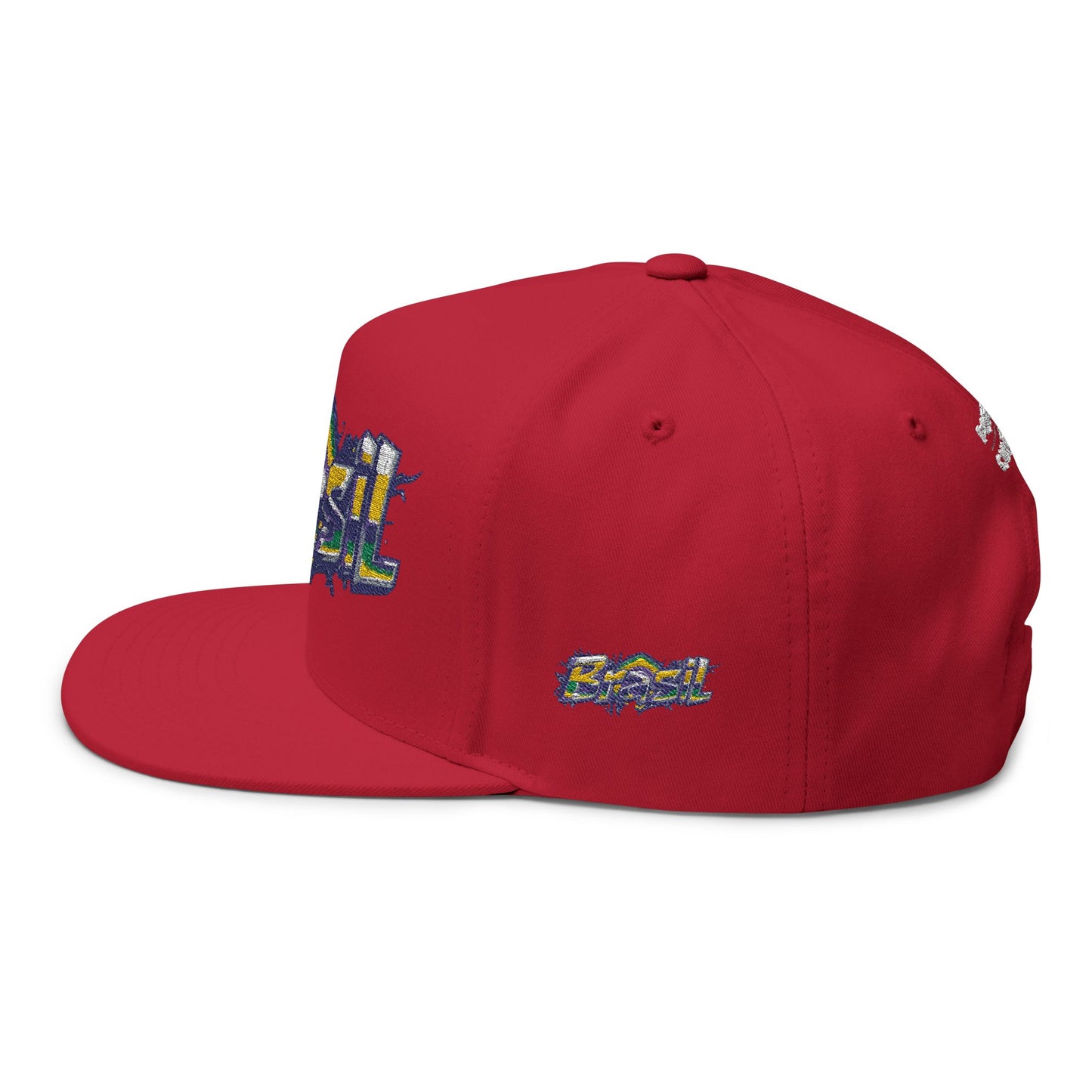 Brasil Graffiti Embroidered Flat Bill Cap — Brazilian Flag Streetwear Snapback