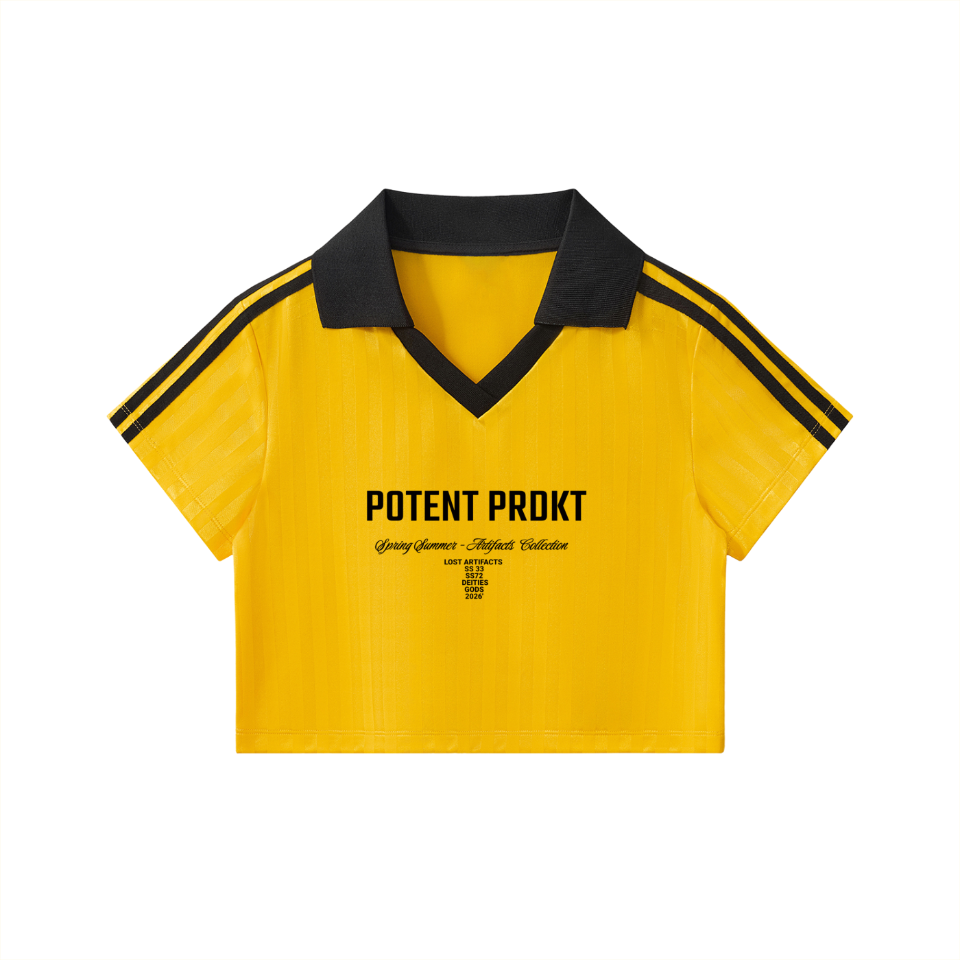 Contrast Collar Striped Cropped Jersey