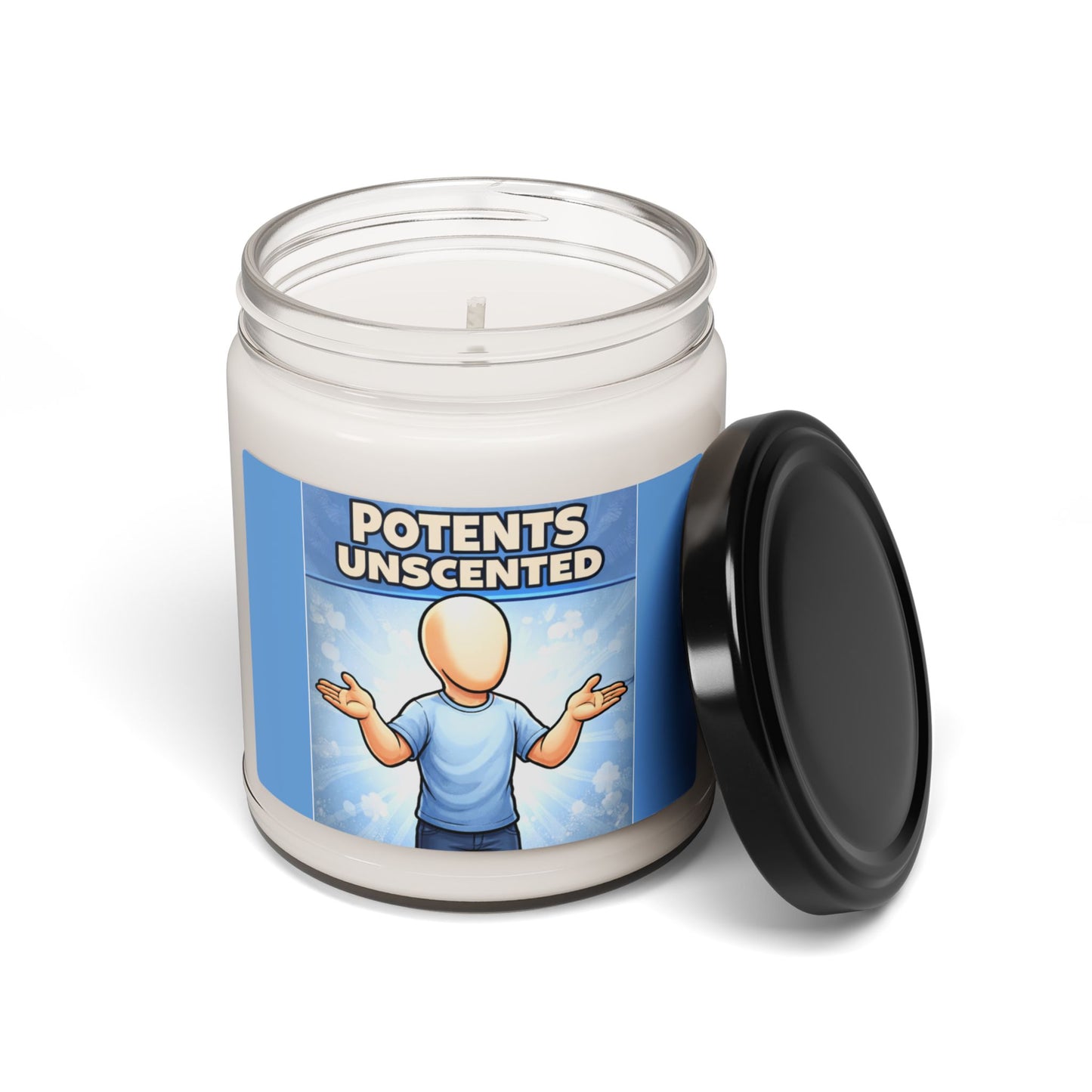 Unscented Soy Candle - "Potents Unscented" Funny Minimalist Jar (9 oz)