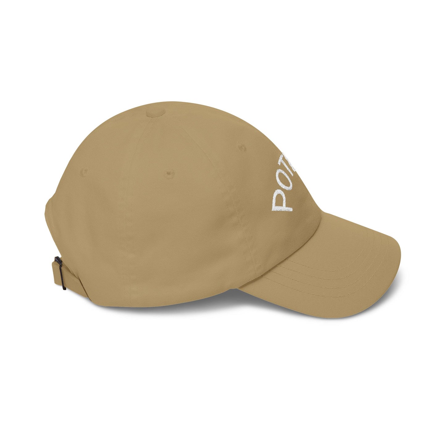 Potent Embroidered Dad Cap — Minimal White Baseball Hat