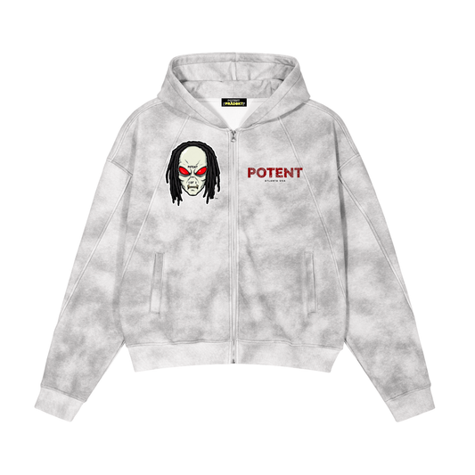 Dirty Washed Zip-Up Fleece Hoodie 410 GSM