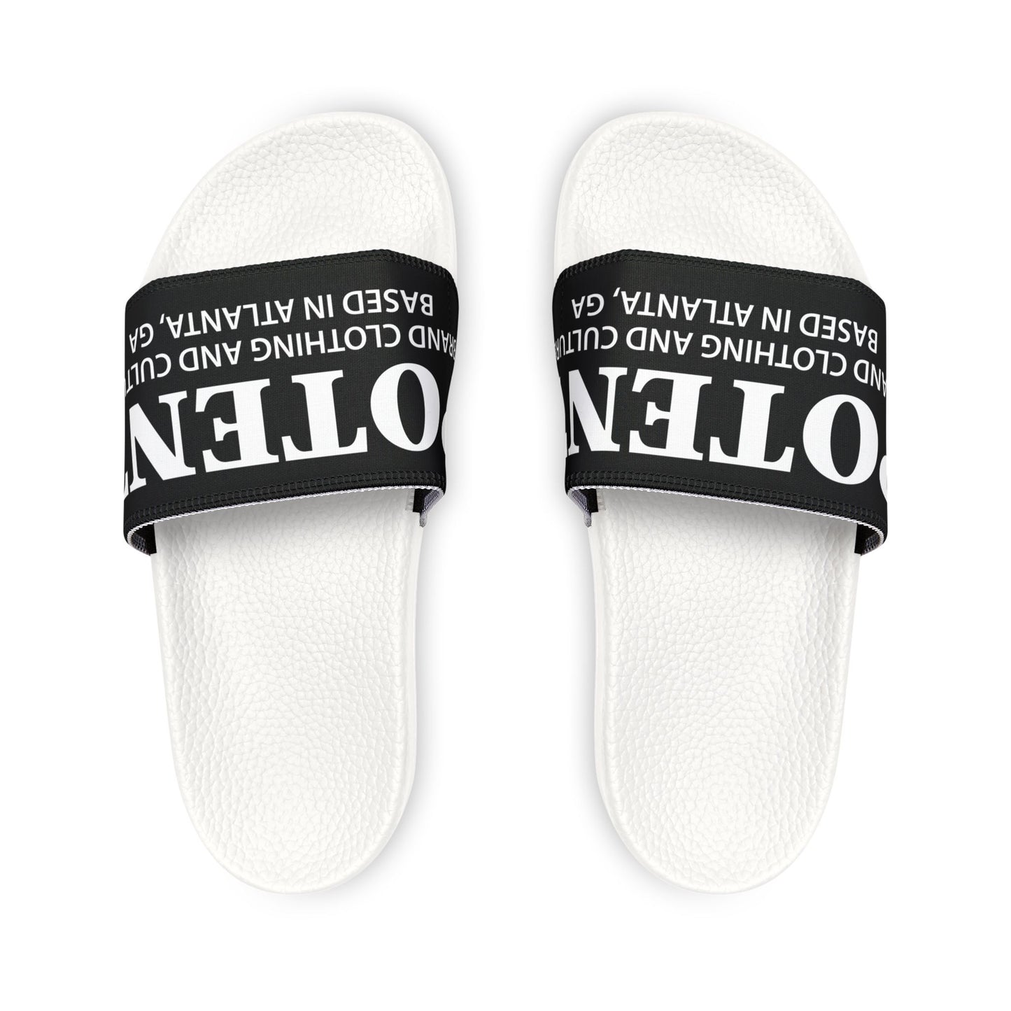 Removable-Strap Slide Sandals — Branded Black Band Casual Slides