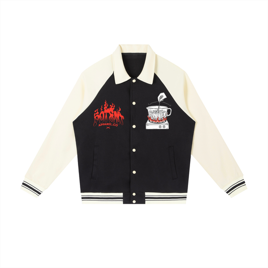 Contrast Raglan Sleeve Baseball Jacket