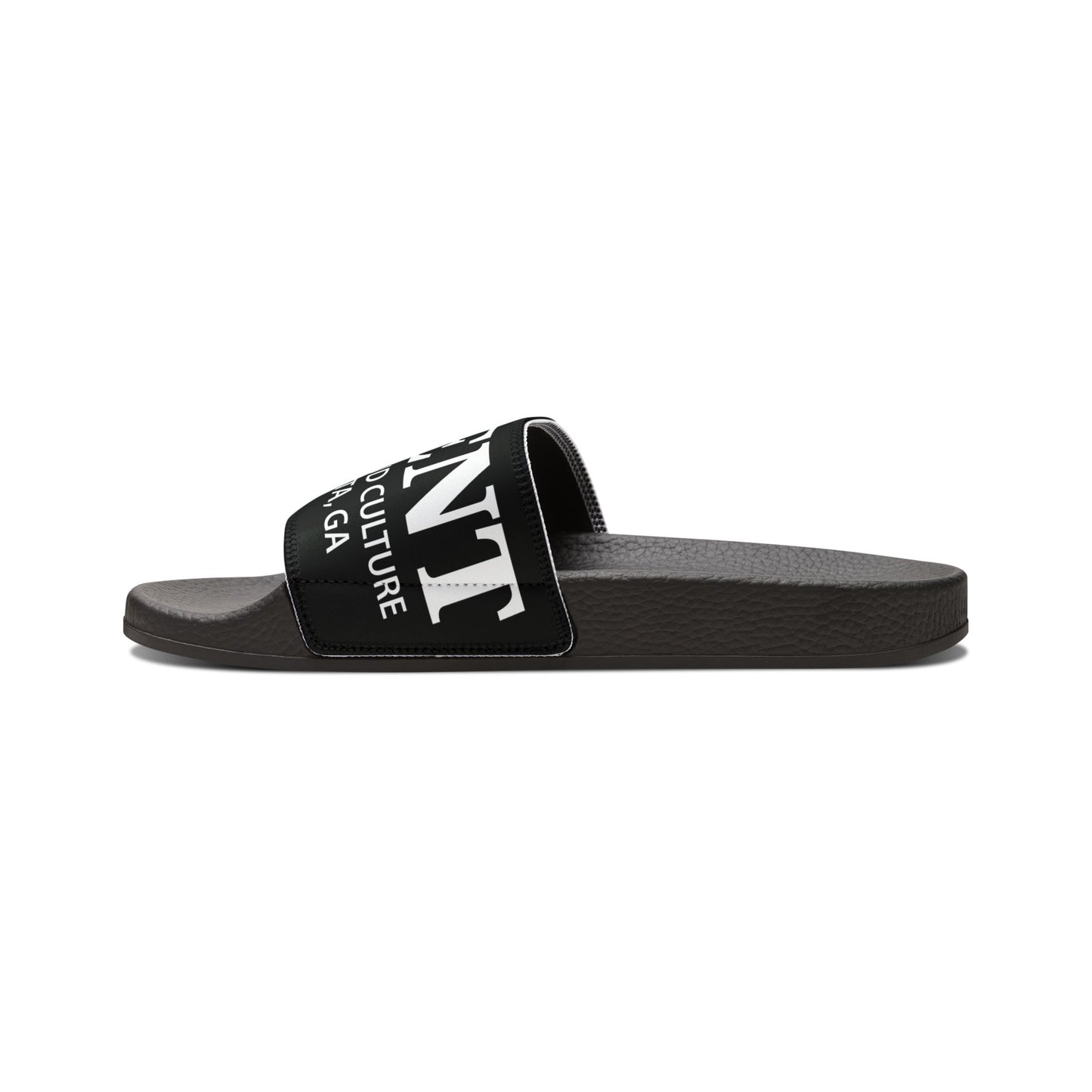 Removable-Strap Slide Sandals — Branded Black Band Casual Slides