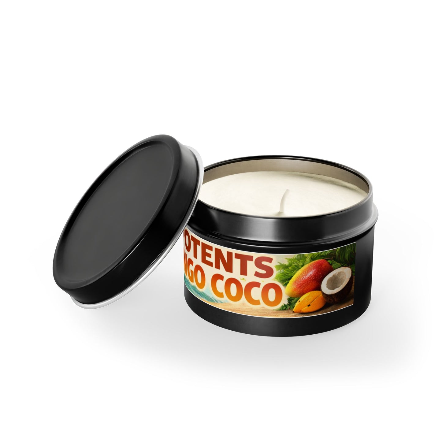 POTENTS Mango Coco Tin Candle — Tropical Mango & Coconut Scented Candle