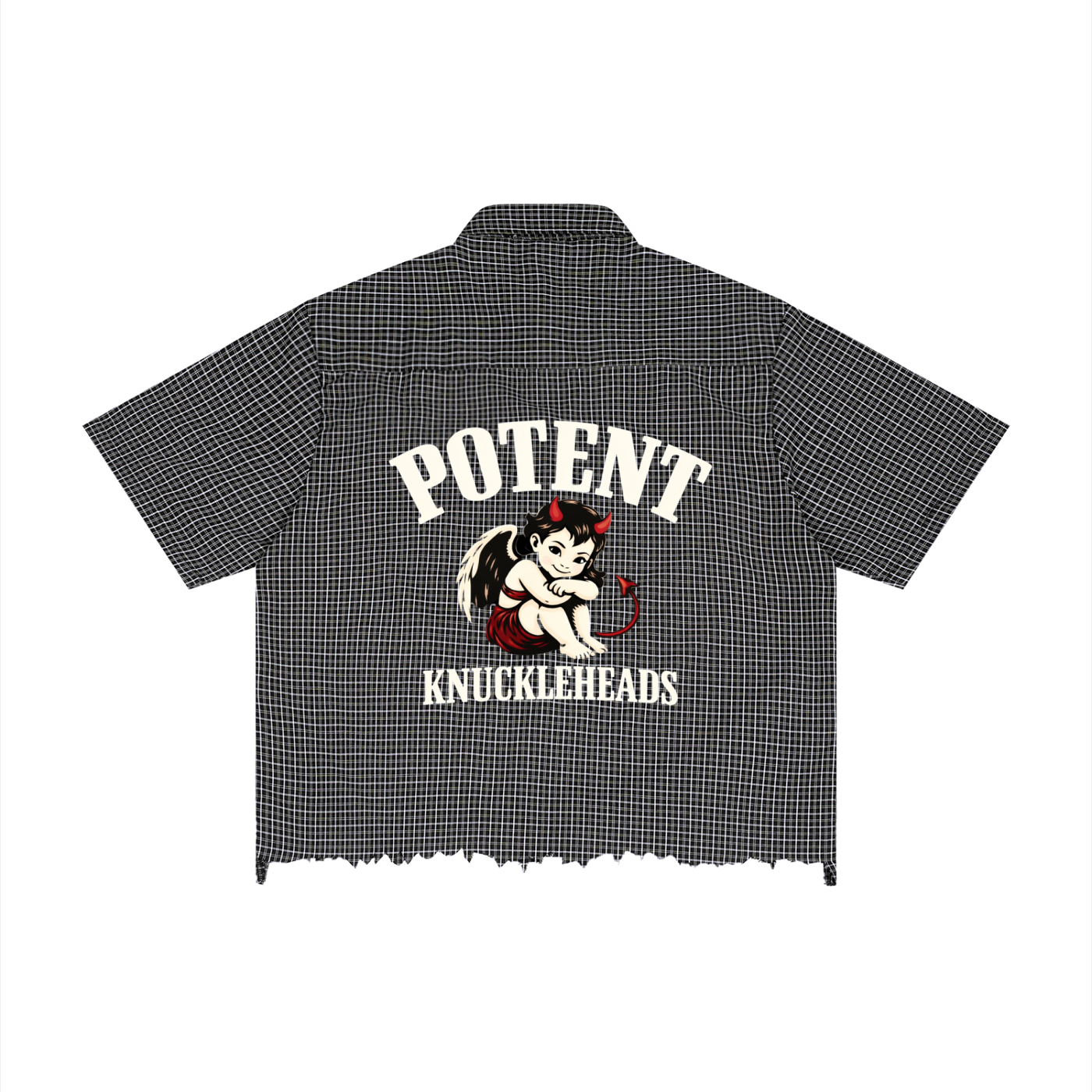 Unisex Distressed Plaid Boxy Shirt