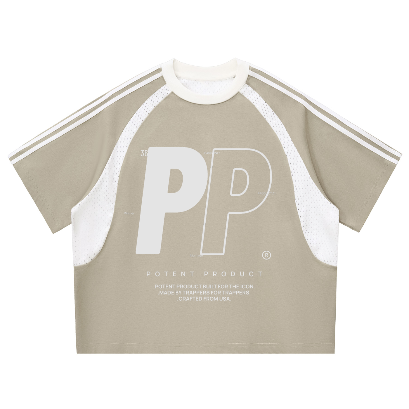 Contrast Stripes Panel Mesh T-shirt