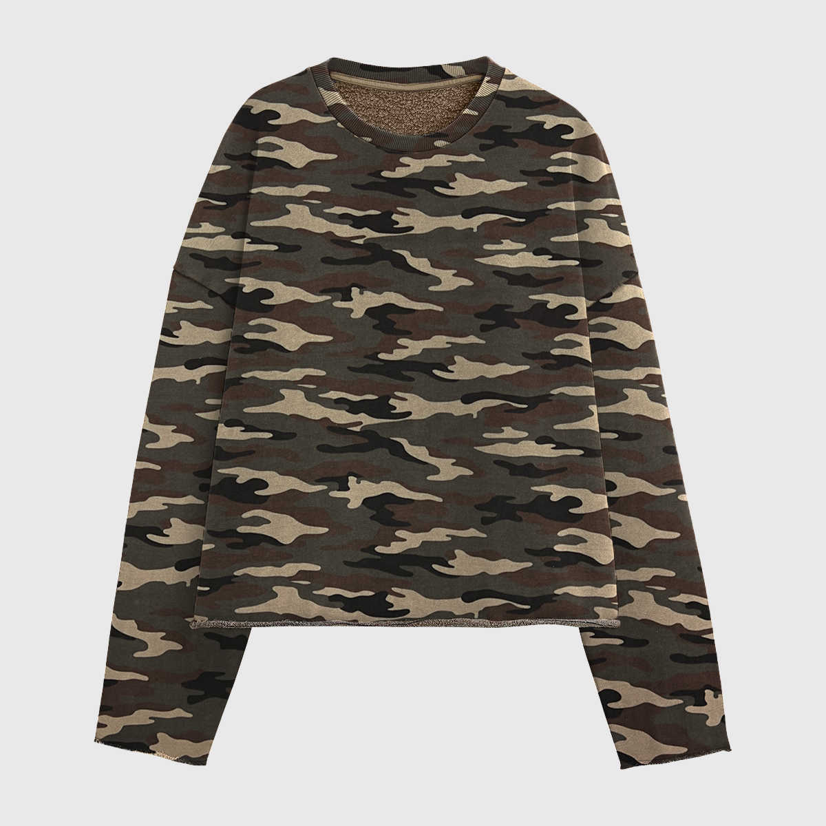 Unisex Heavyweight Camo Cropped Crewneck Sweatshirt (420GSM)