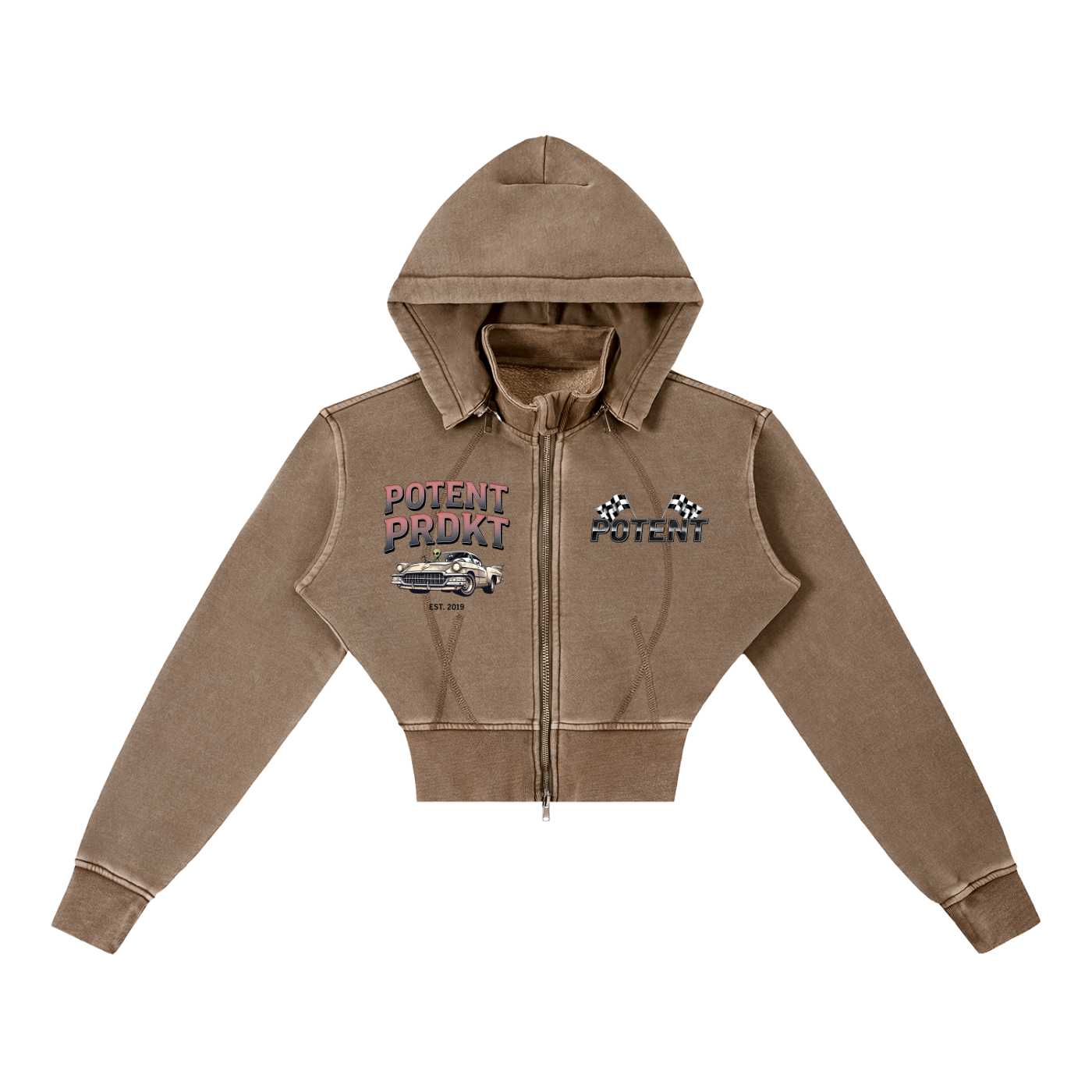 Vintage Washed Cropped Fleece Hoodie