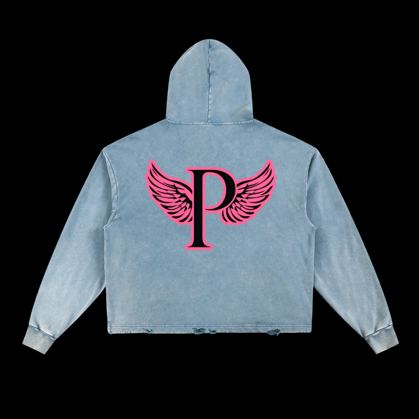 Vintage Washed Frayed-Hem Hoodie