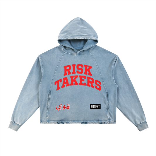 Vintage Washed Frayed-Hem Hoodie