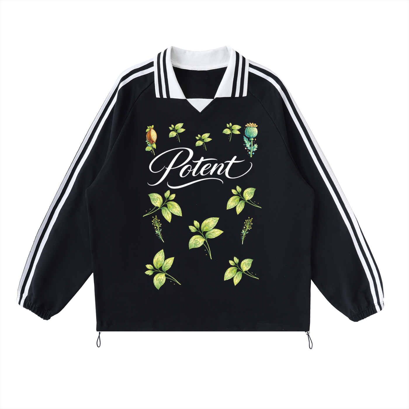 Contrast Striped Lapel Collar Sweatshirt