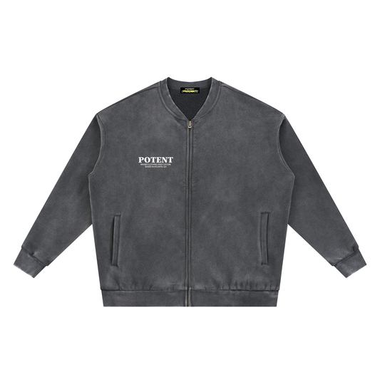 Vintage Washed Fleece Baseball Jacket