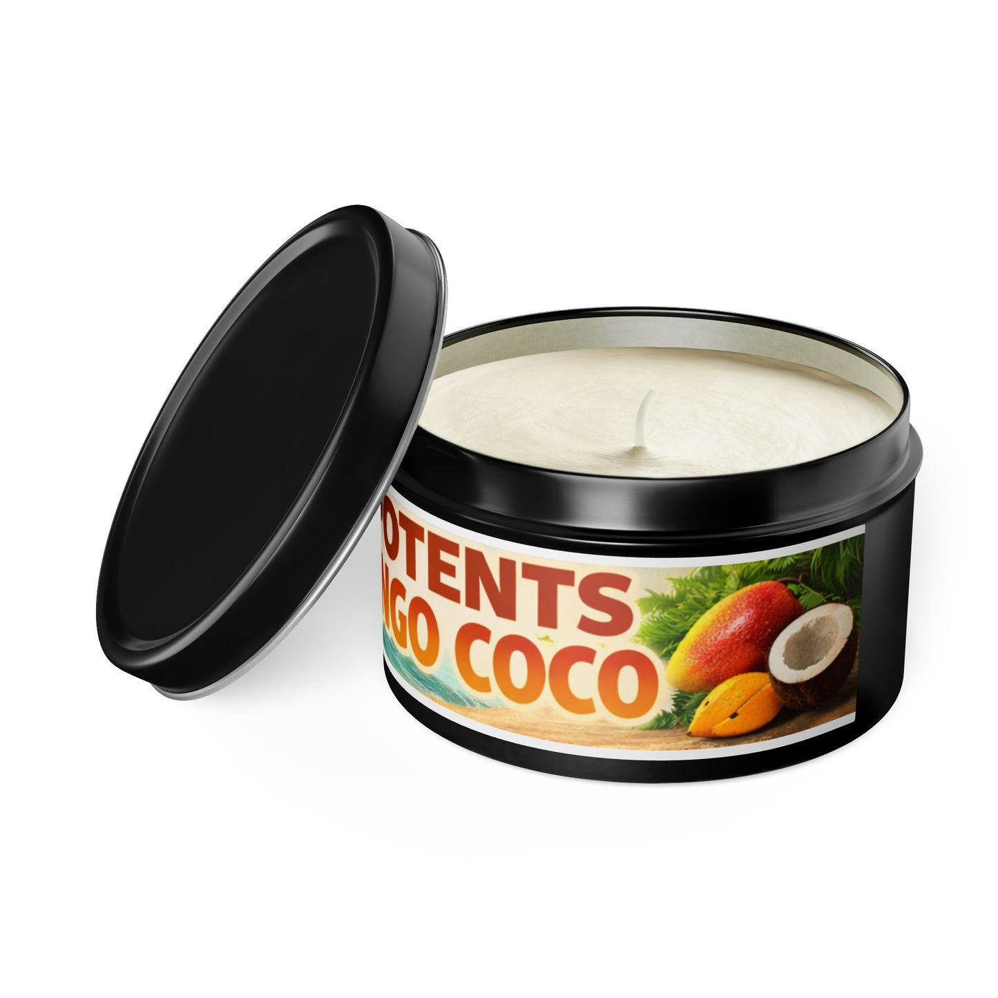 POTENTS Mango Coco Tin Candle — Tropical Mango & Coconut Scented Candle