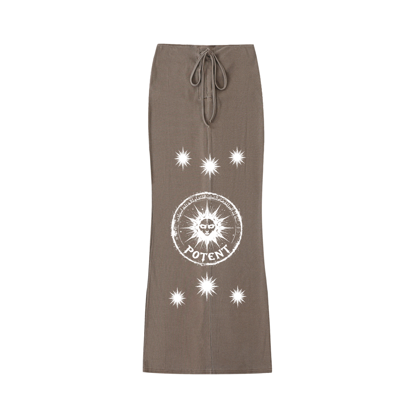 Dyed Washed Drawstring Maxi Skirt