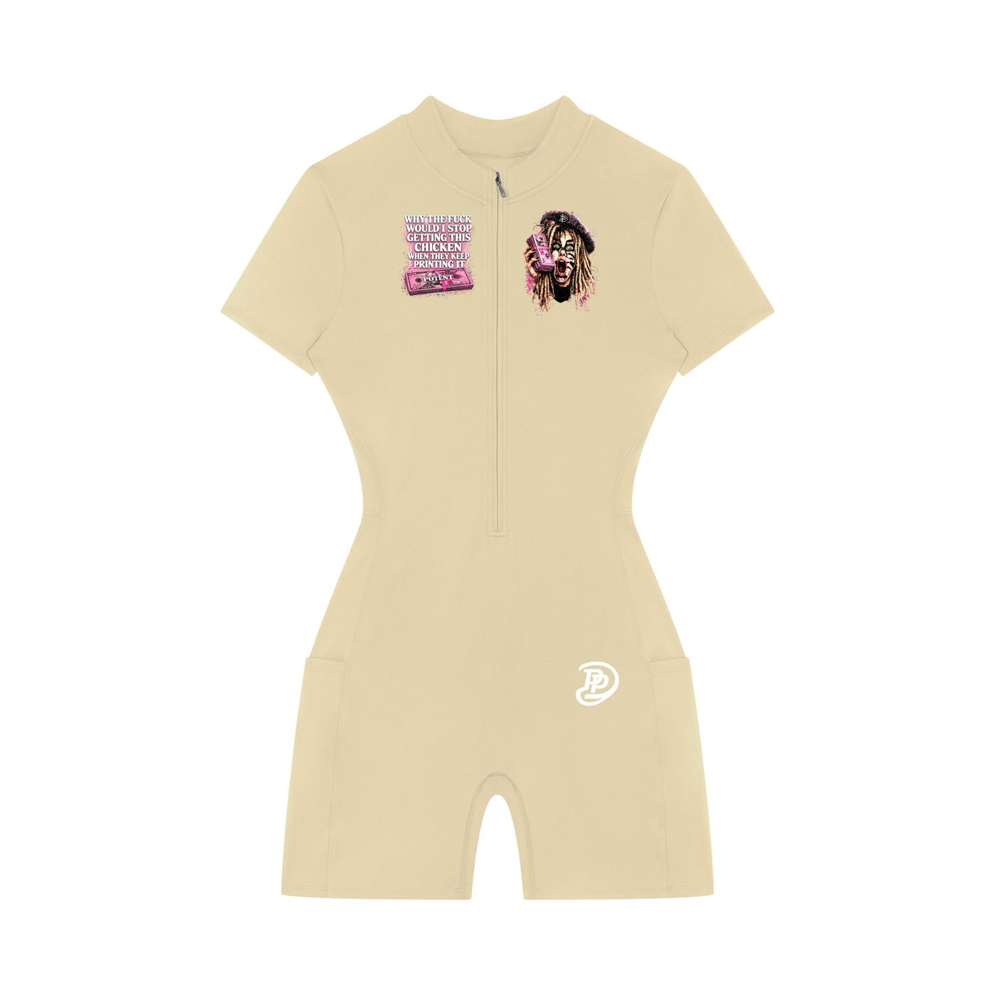 Women's Quarter-Zip Short Sleeve Romper