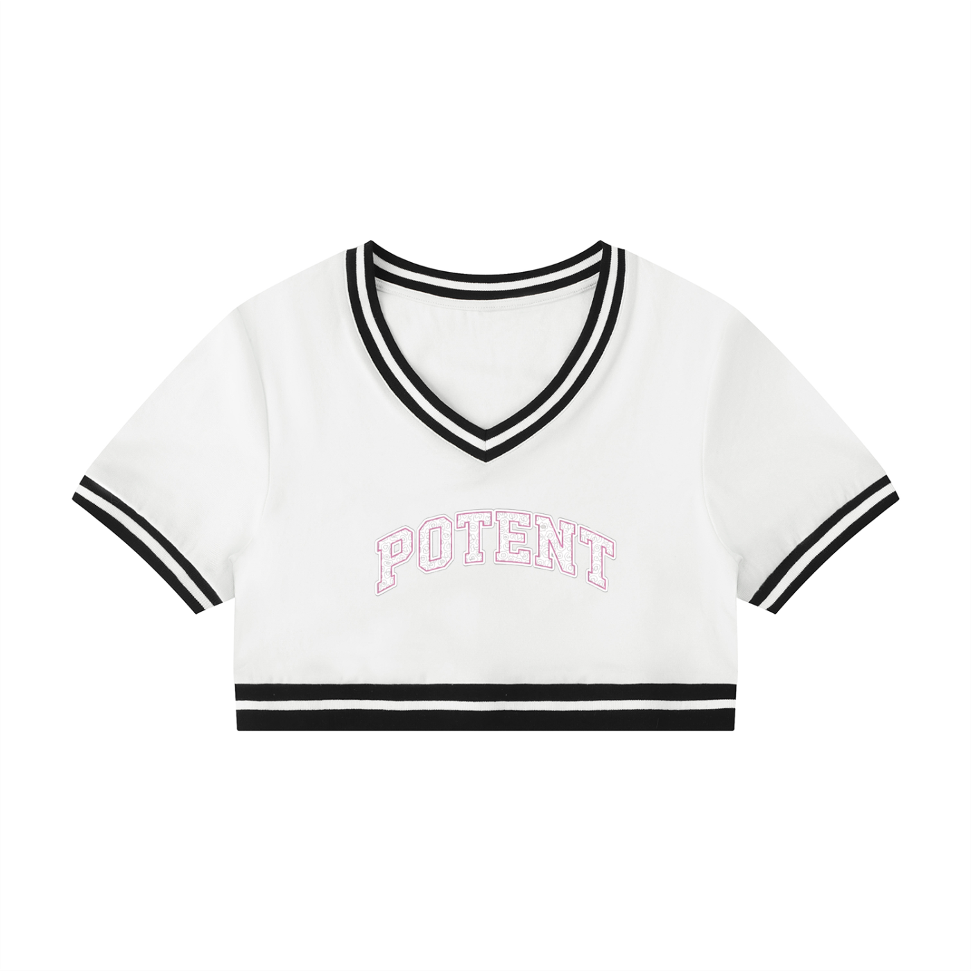 Women's Color Block V-Neck Crop T-Shirt