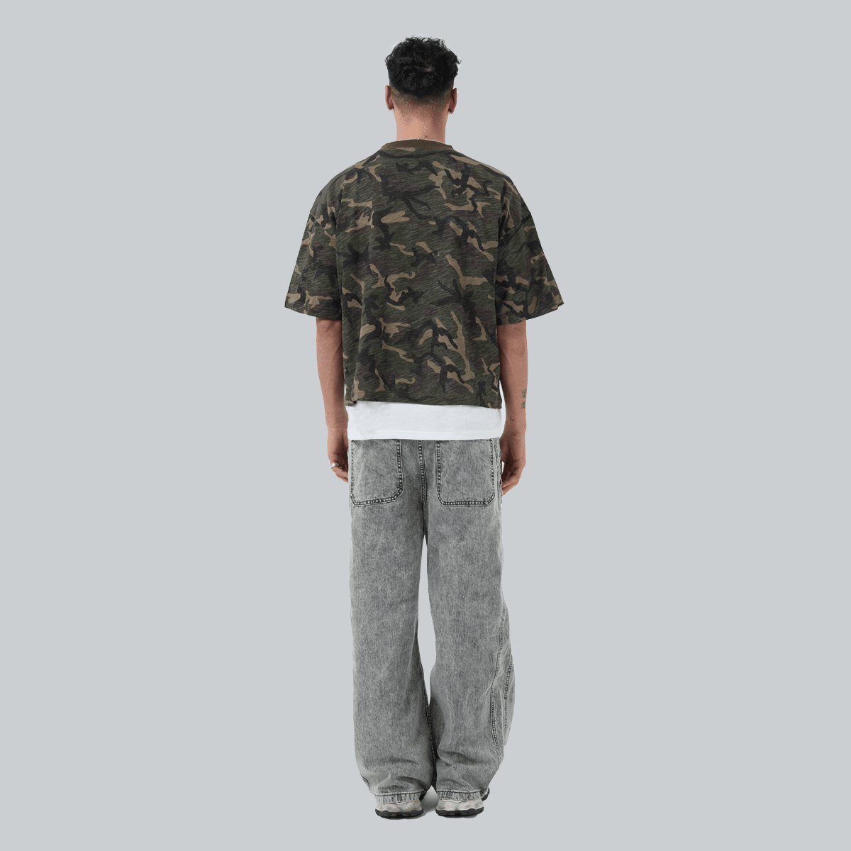 Unisex Heavyweight Camo Cropped Oversized T-Shirt (205GSM)