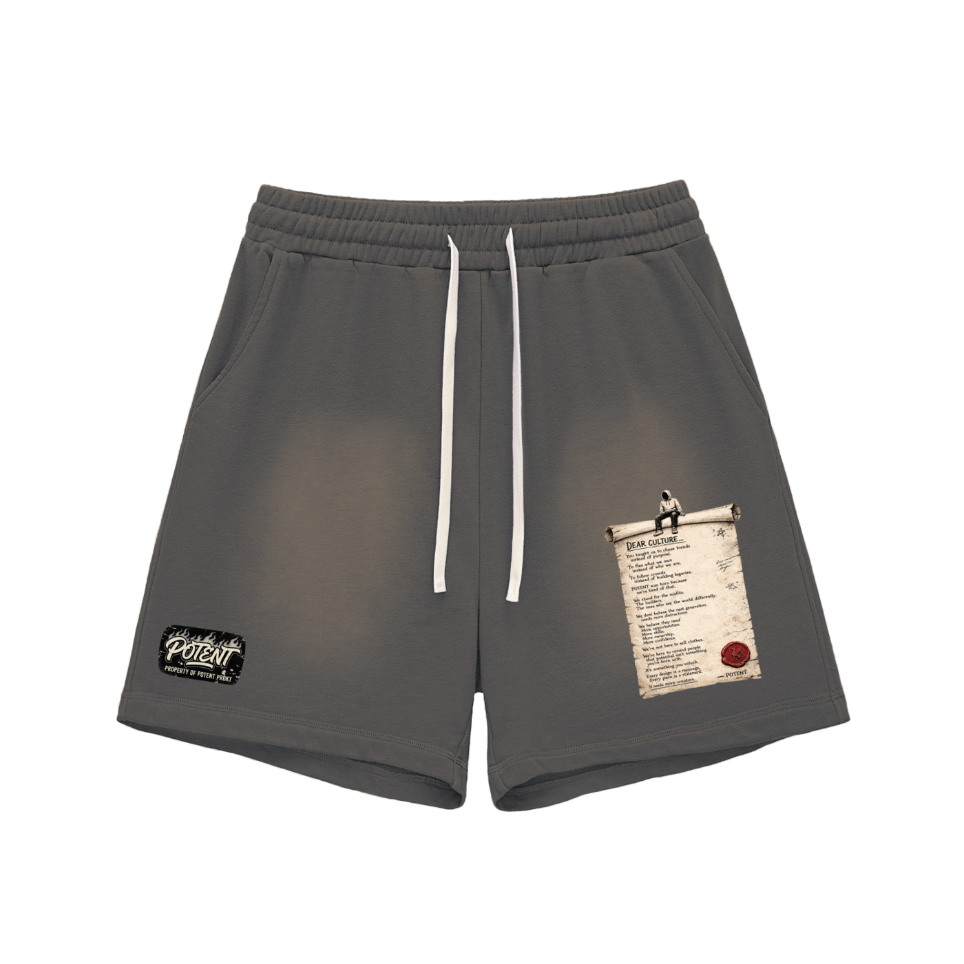 Sun Fade Raw Edge Cotton Shorts