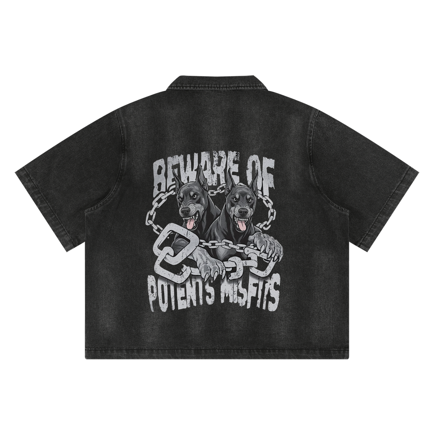 Unisex Vintage Washed Full-Zip Denim Shirt