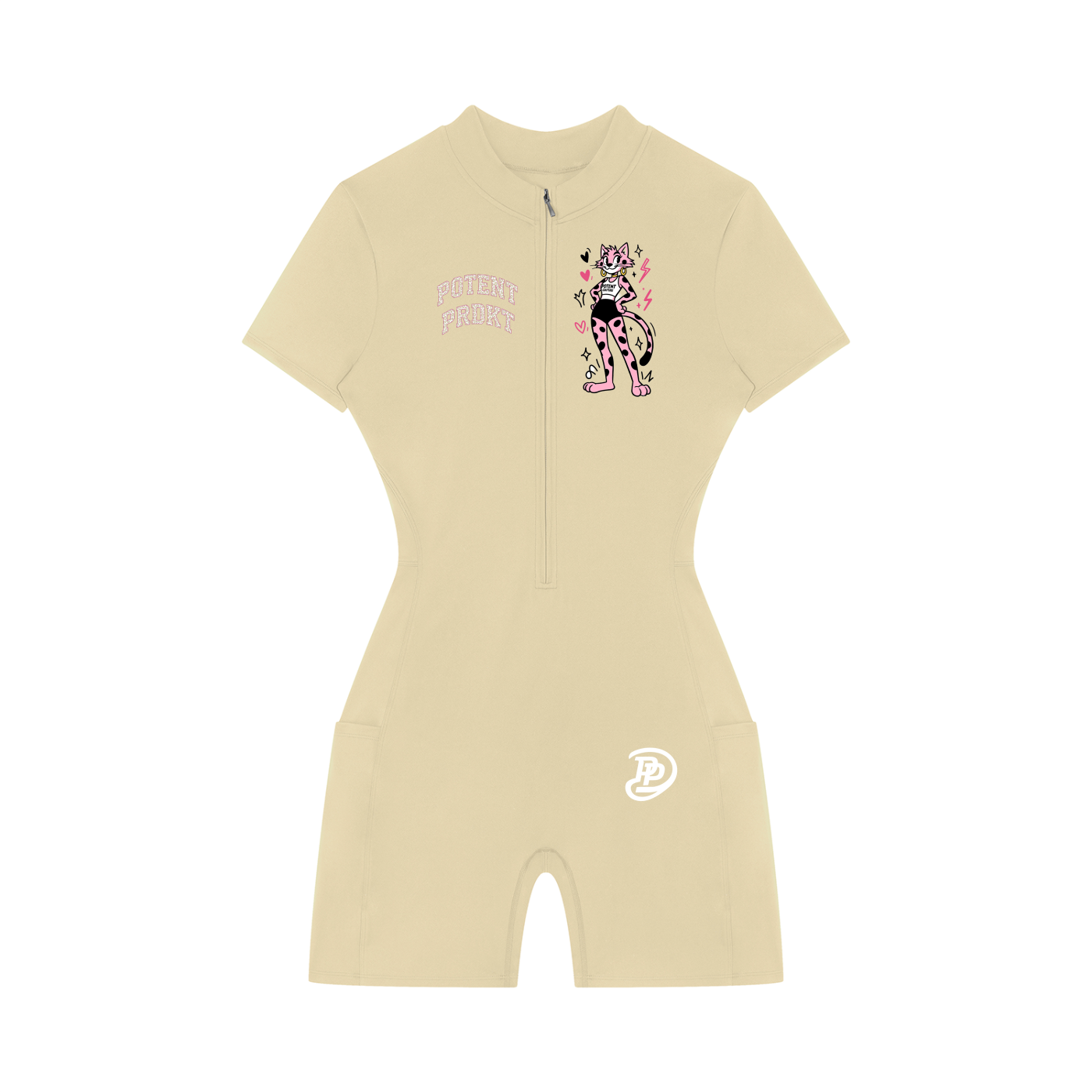 Women's Quarter-Zip Short Sleeve Romper